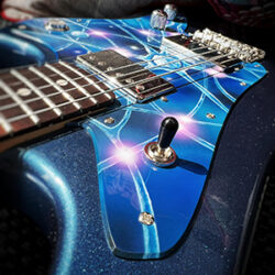 Airbrush painting on Denzo guitar pickguard by Eric PHILIPPE