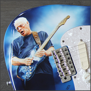 Airbrush painting on Fender guitar body by Eric PHILIPPE